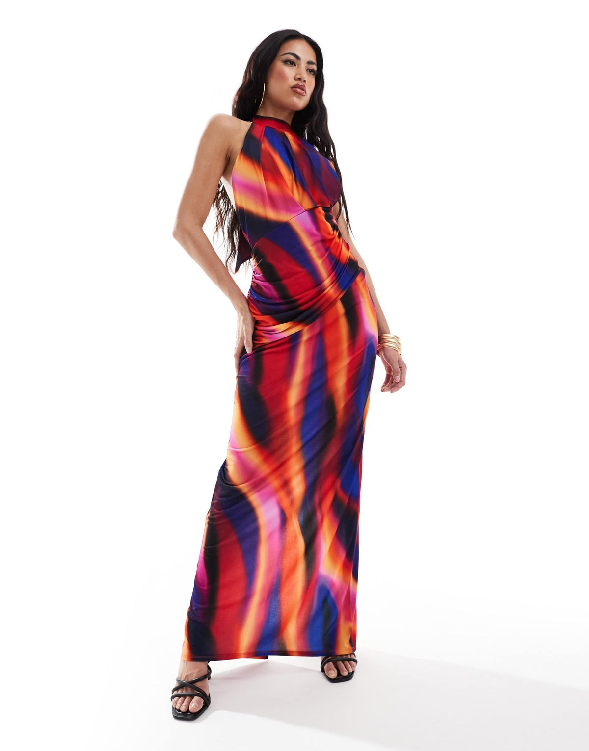 Flounce London high neck maxi dress in blur print - ASOS Sample Sale