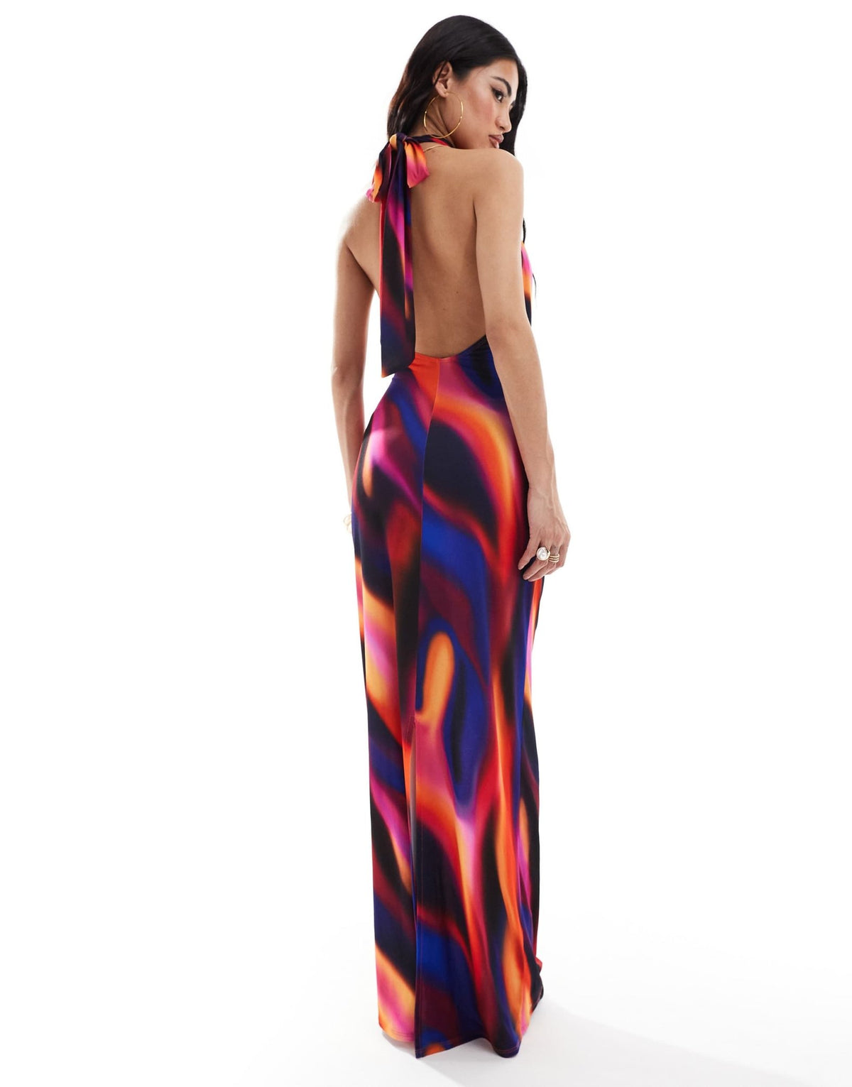 Flounce London high neck maxi dress in blur print - ASOS Sample Sale