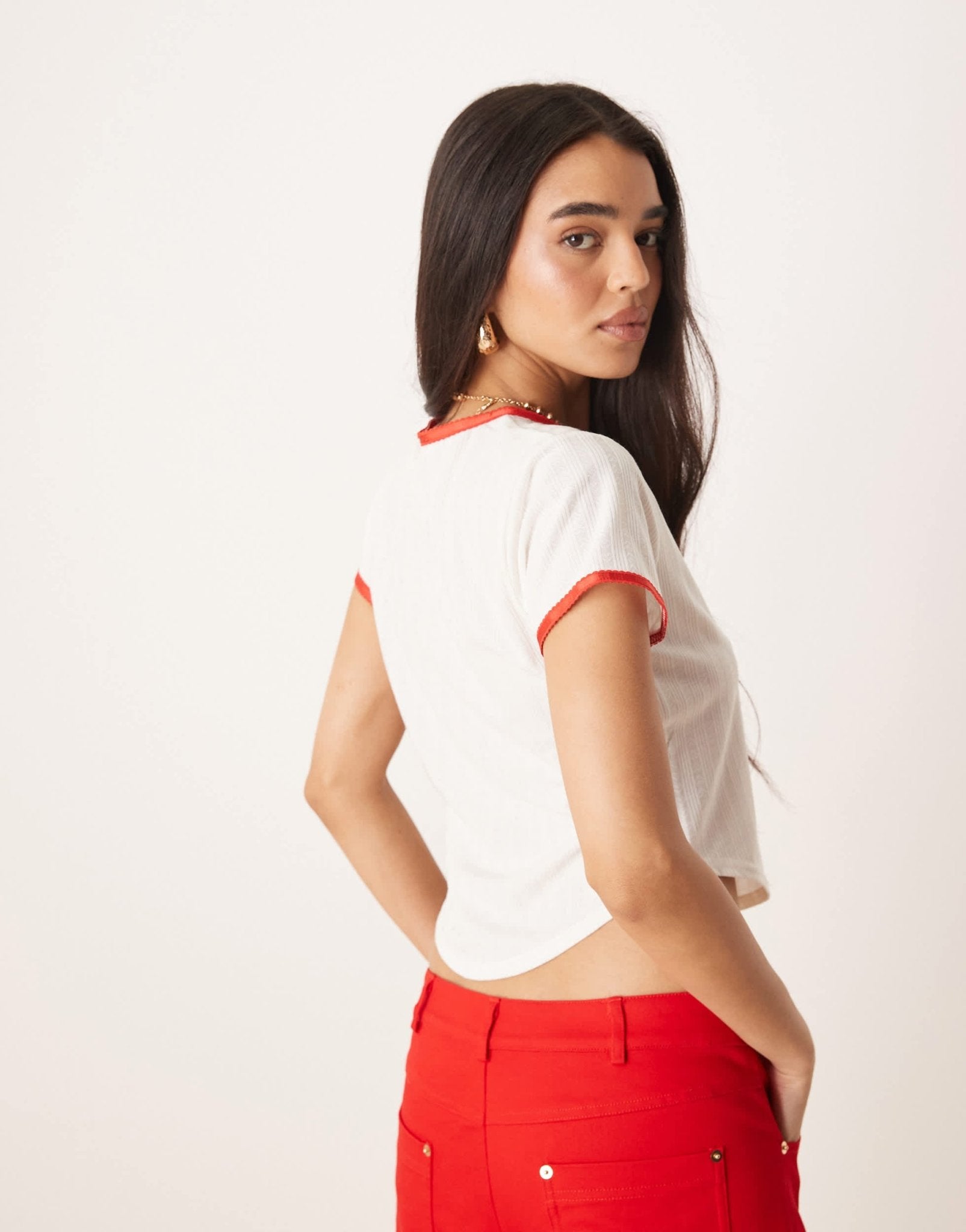 For Love & Lemons I love you heart baby tee in white and red co-ord - ASOS Sample Sale