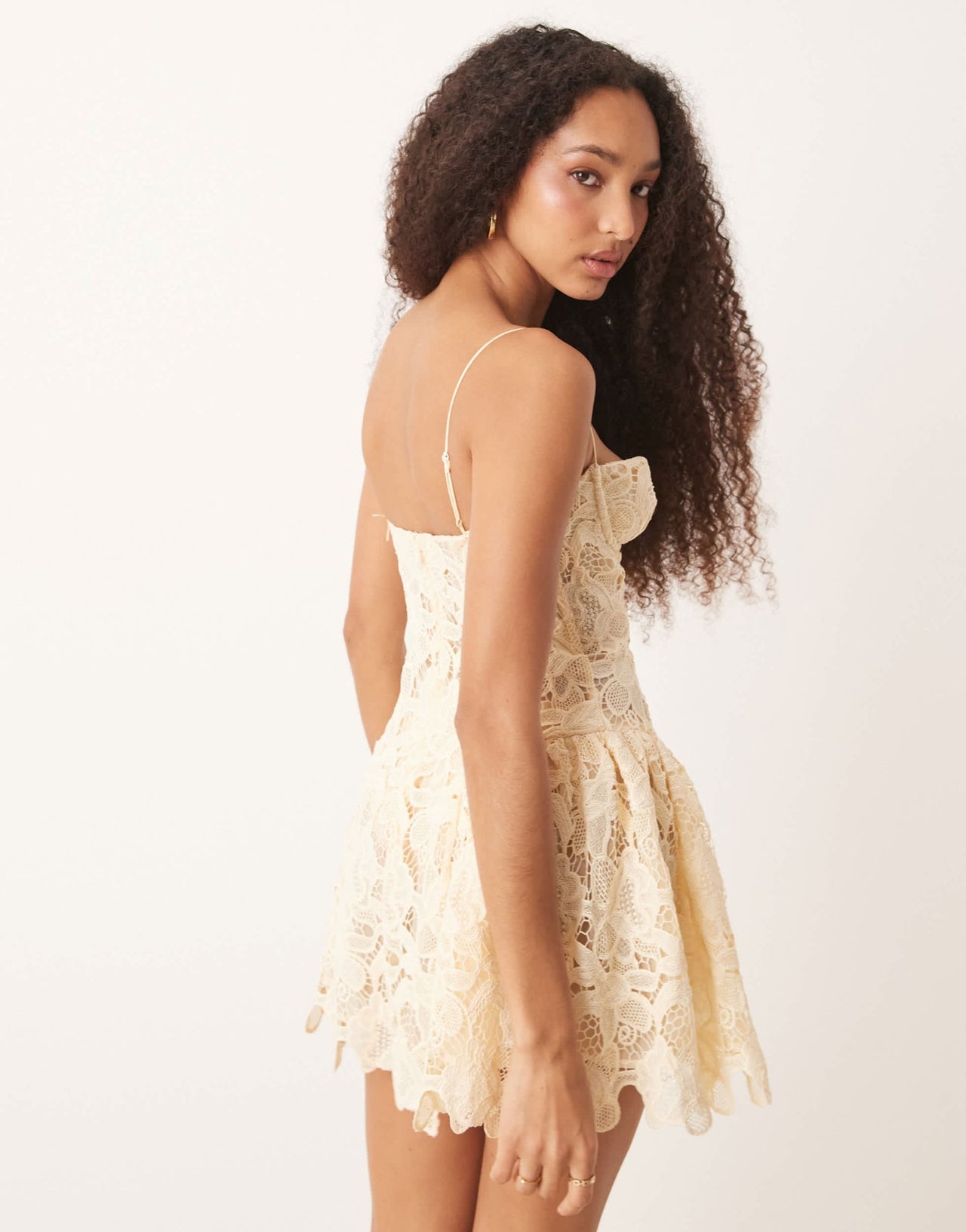 For Love & Lemons lace mini dress in cream - ASOS Sample Sale