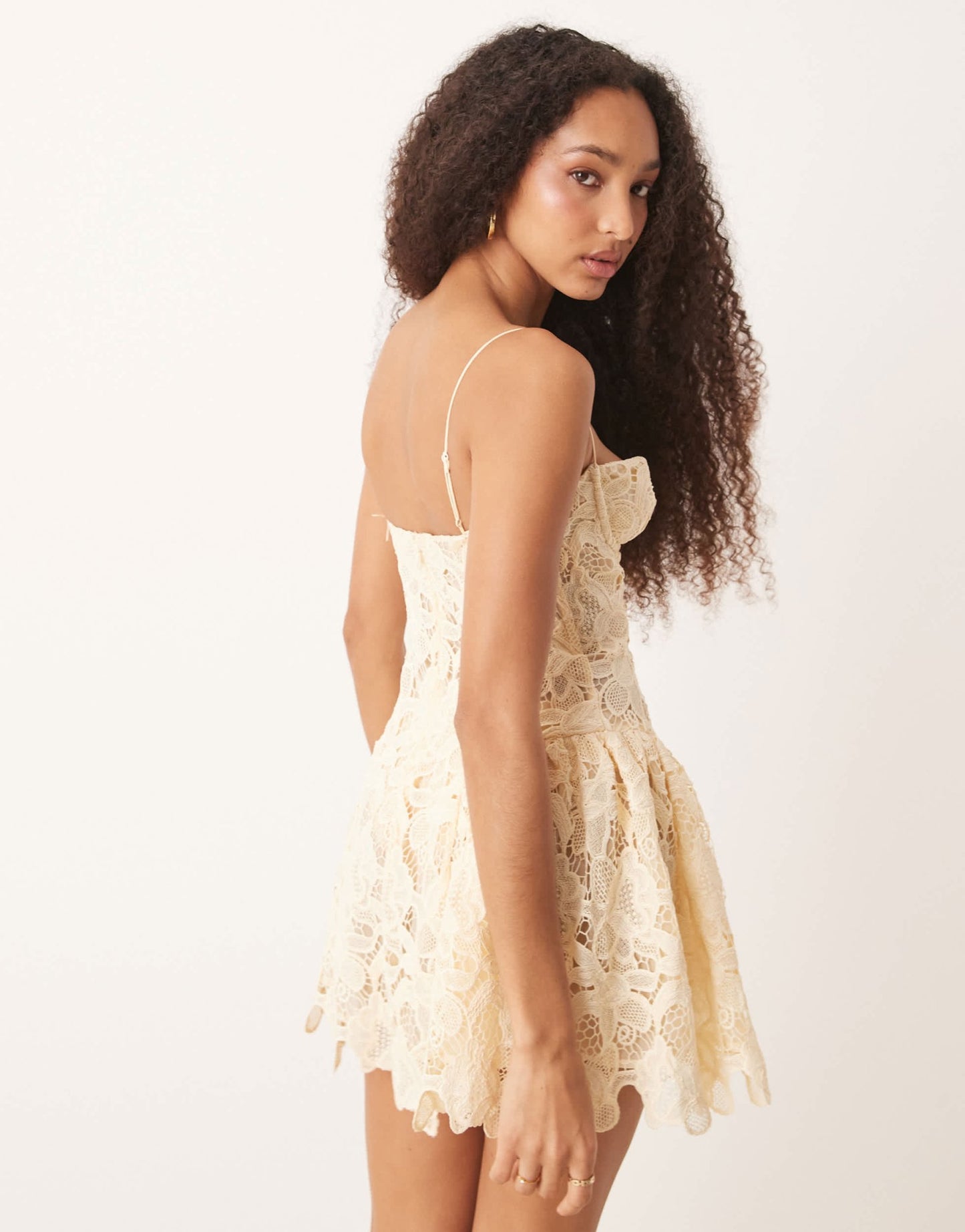 For Love & Lemons lace mini dress in cream - ASOS Sample Sale
