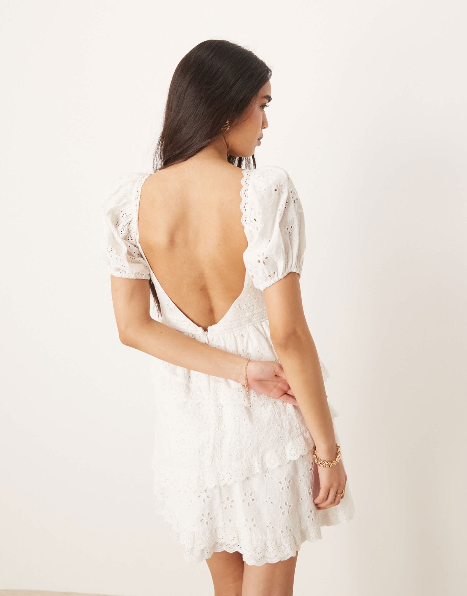 For Love & Lemons Rosalyn lace detail mini dress in white - ASOS Sample Sale