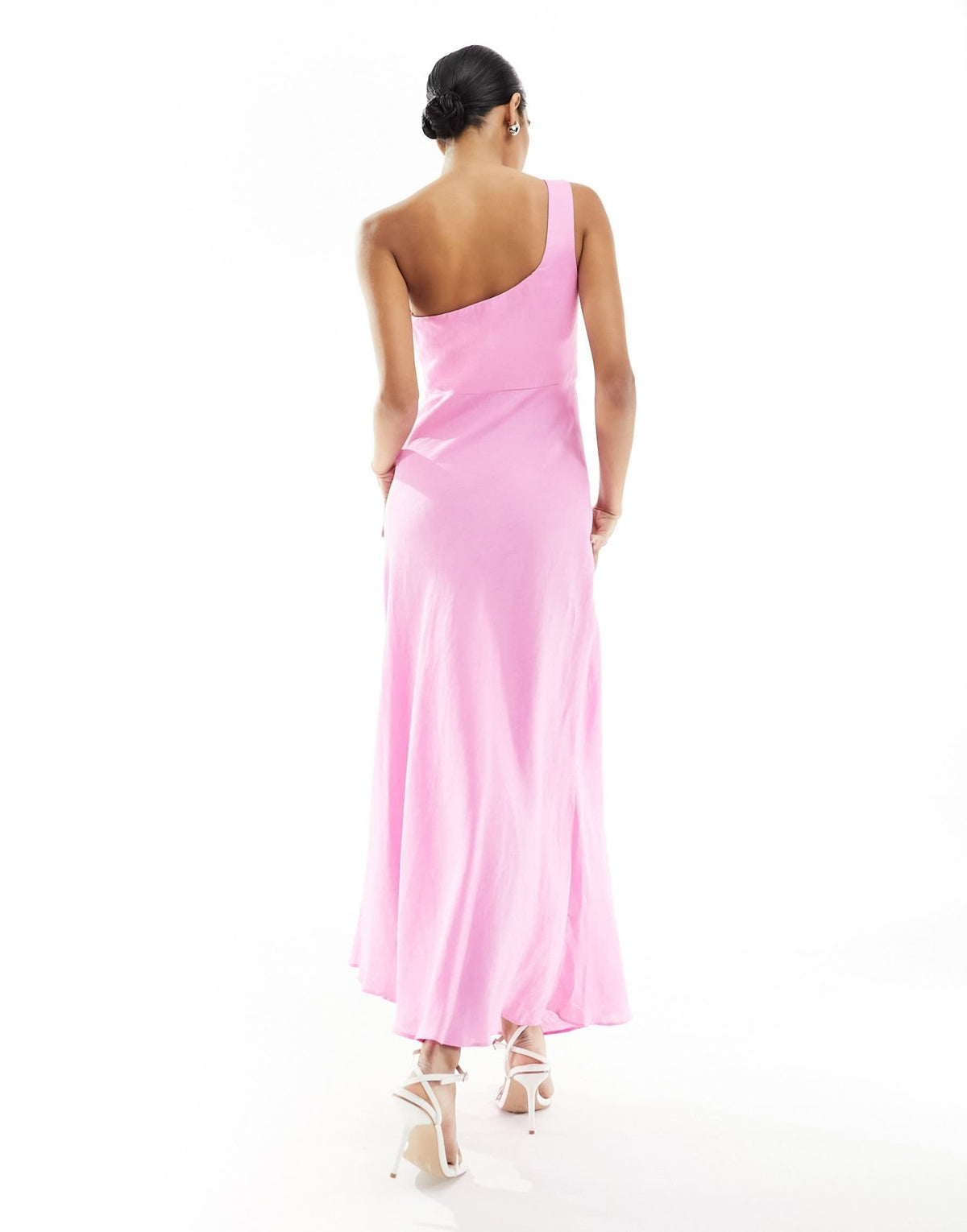 Forever New asymmetrical linen cut out maxi dress in pink - ASOS Sample Sale