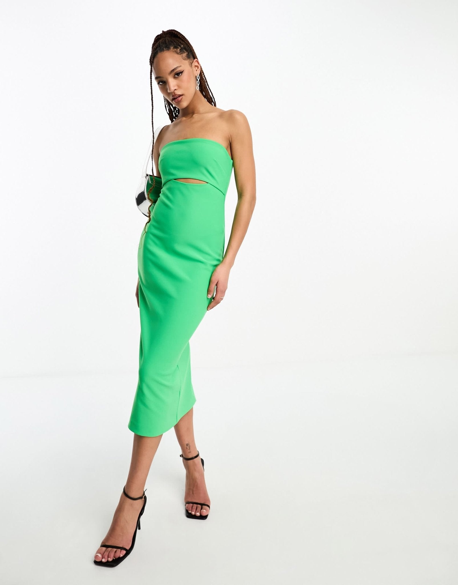 Forever New bandeau cut out midi dress in green - ASOS Sample Sale
