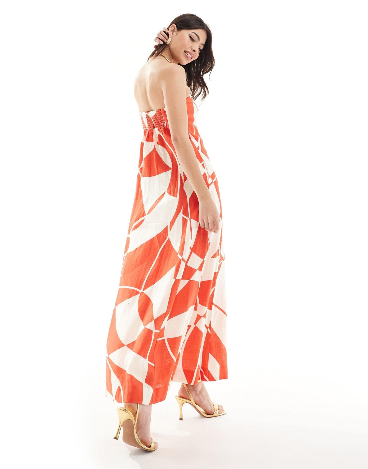 Forever New bandeau linen midaxi dress with pockets in white - ASOS Sample Sale