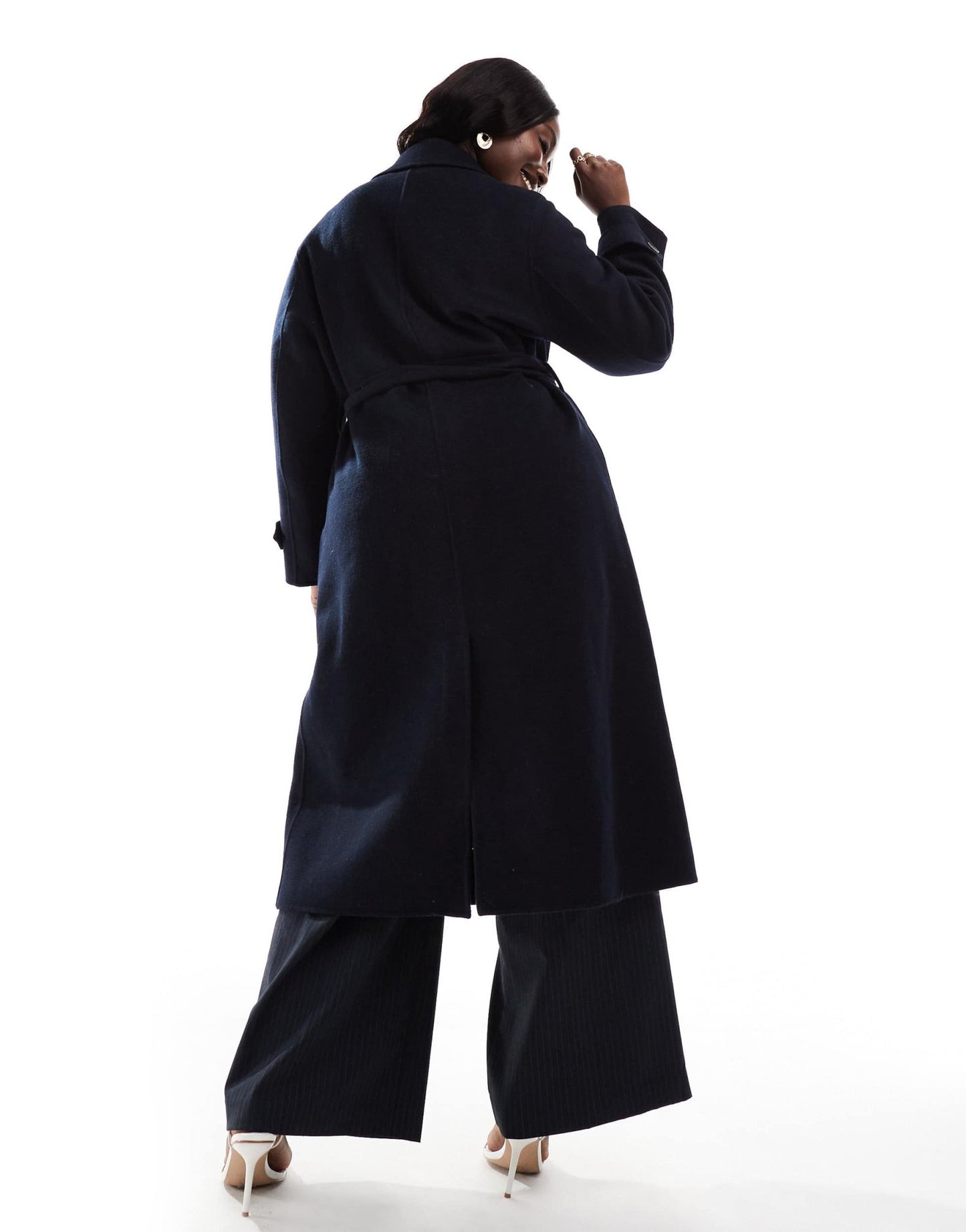 Forever New Curve oversized coat in navy - ASOS Sample Sale