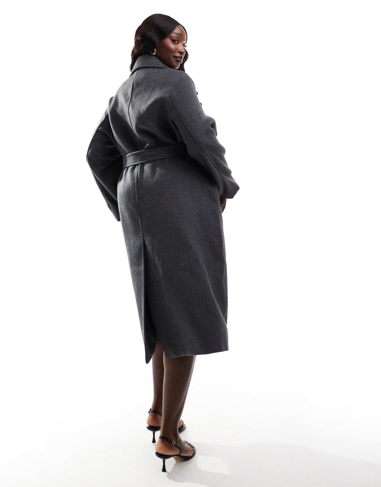 Forever New Curve oversized wrap coat in charcoal - ASOS Sample Sale