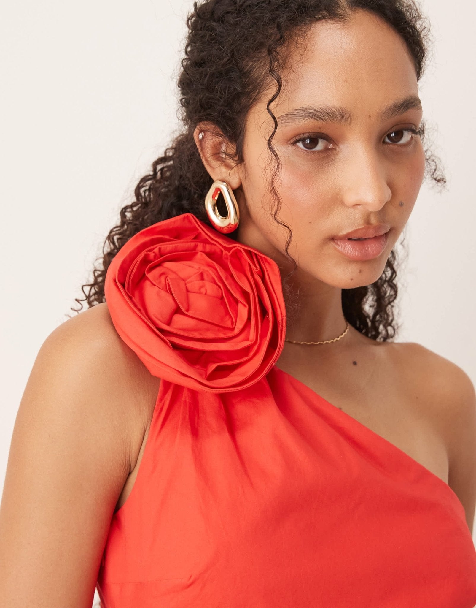 Forever New cut-out rosette cotton dress in red - ASOS Sample Sale