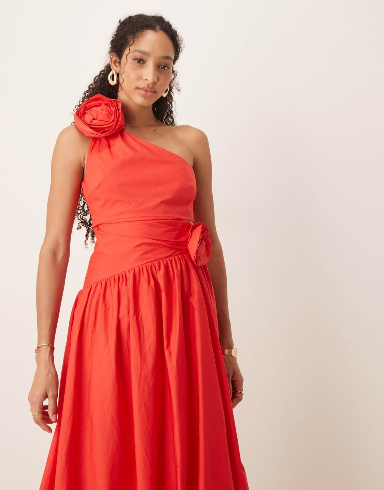 Forever New cut-out rosette cotton dress in red - ASOS Sample Sale