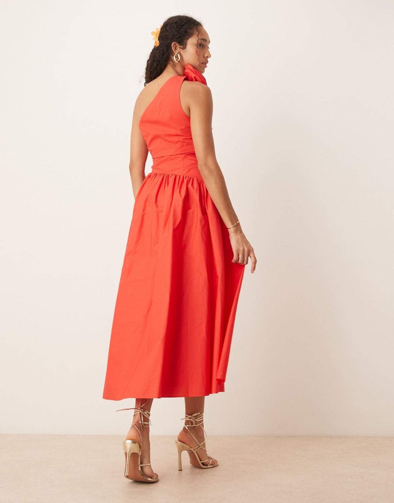 Forever New cut-out rosette cotton dress in red - ASOS Sample Sale