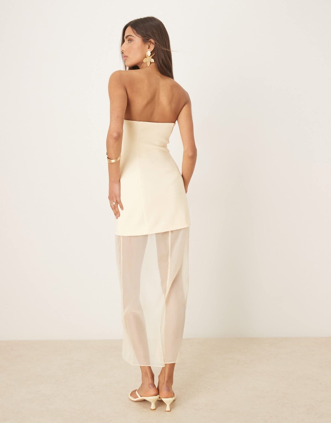 Forever New drop hem sheer midaxi dress in lemon drop - ASOS Sample Sale
