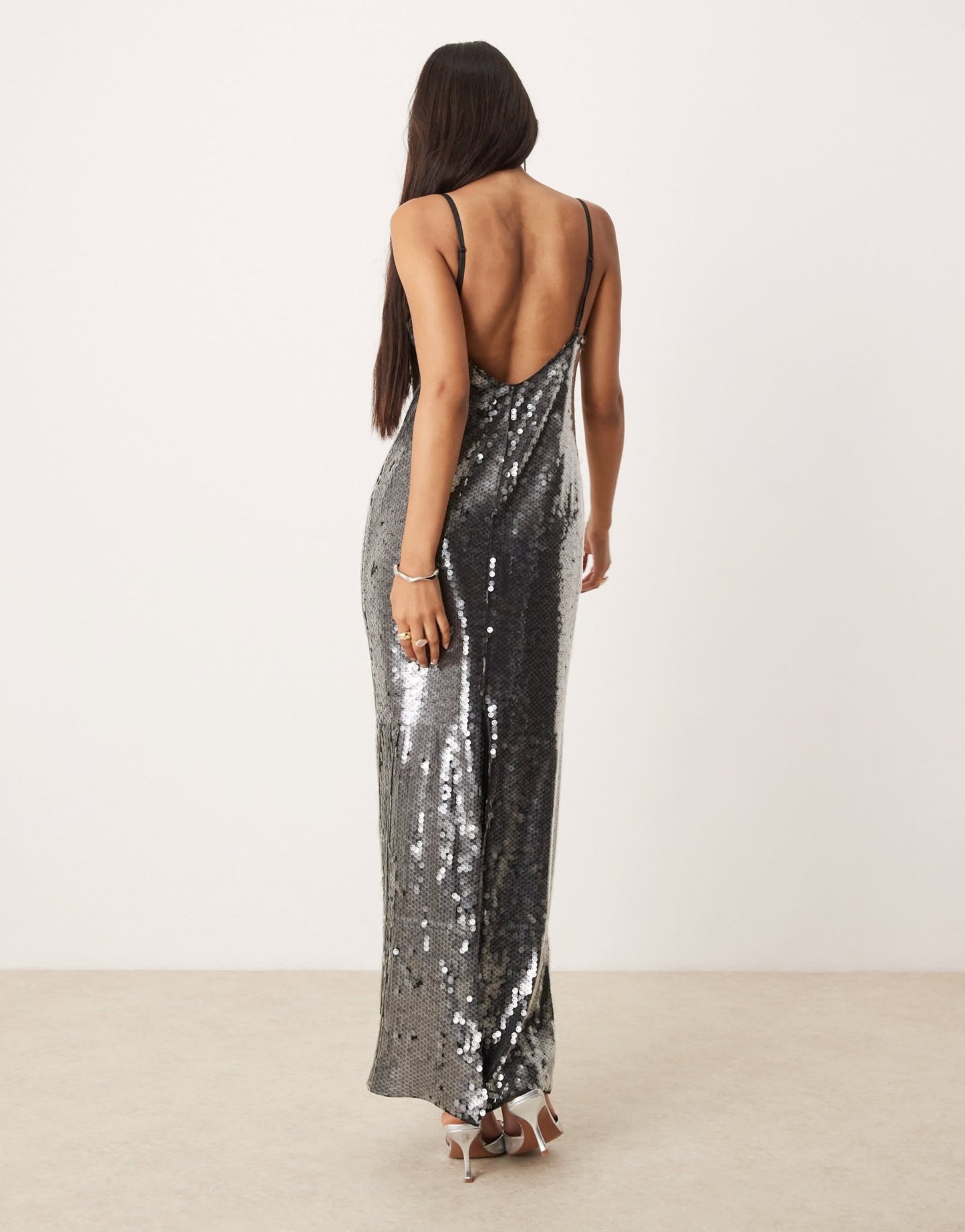 Forever New embellished backless maxi dress in slate grey - ASOS Sample Sale