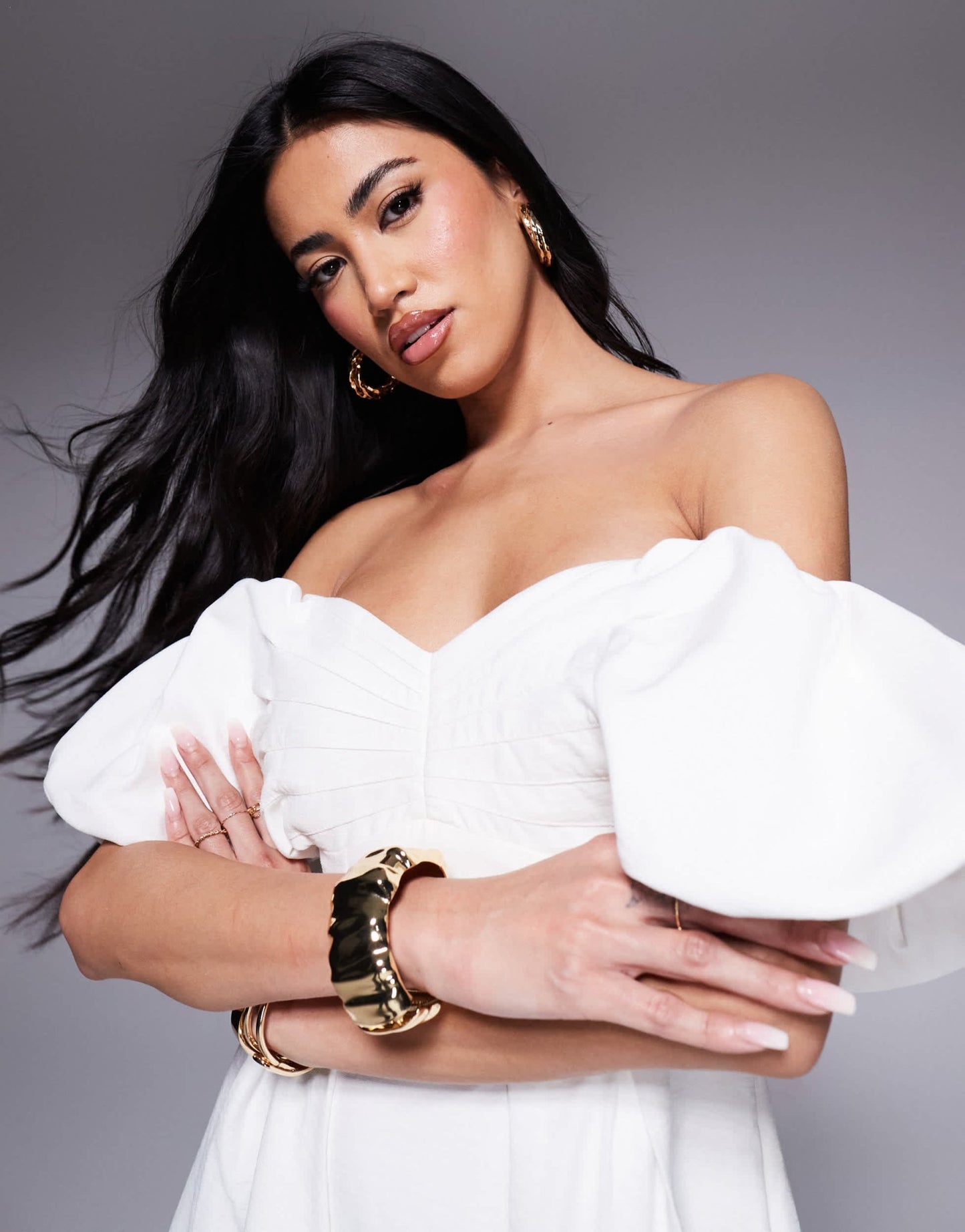Forever New off shoulder structured mini dress in ivory - ASOS Sample Sale
