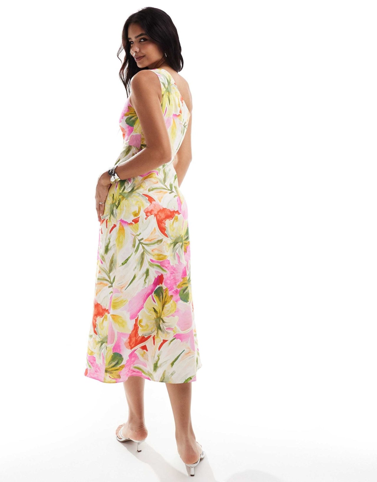 Forever New one shoulder midaxi dress in bright floral - ASOS Sample Sale