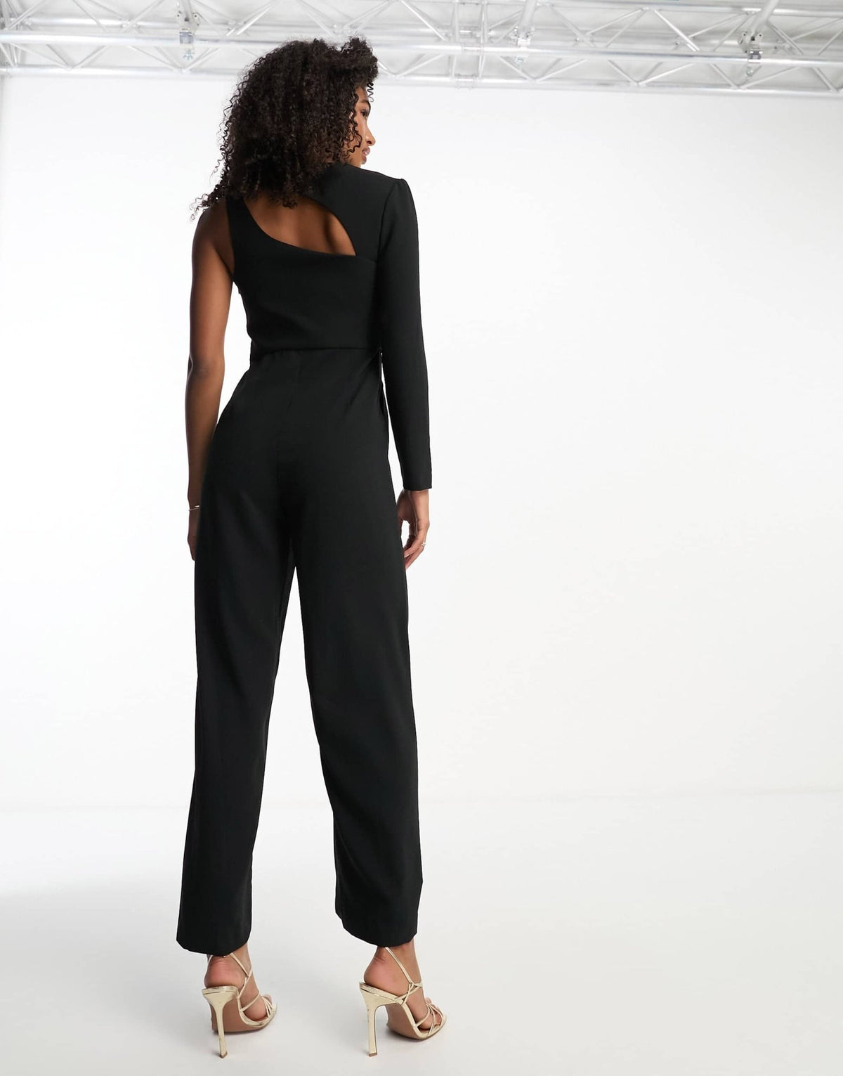 Forever New one sleeve cut-out jumpsuit in black - ASOS Sample Sale