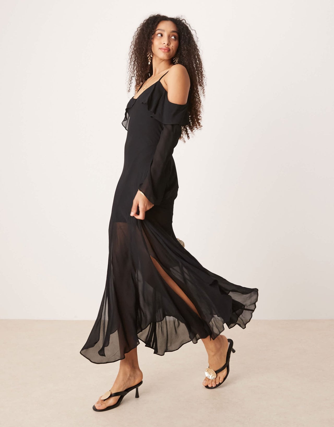 Forever New ruffle maxi dress in black - ASOS Sample Sale