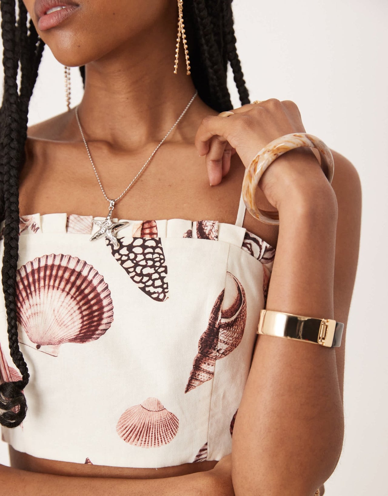 Forever New seashell print bandeau top co-ord in neutral - ASOS Sample Sale