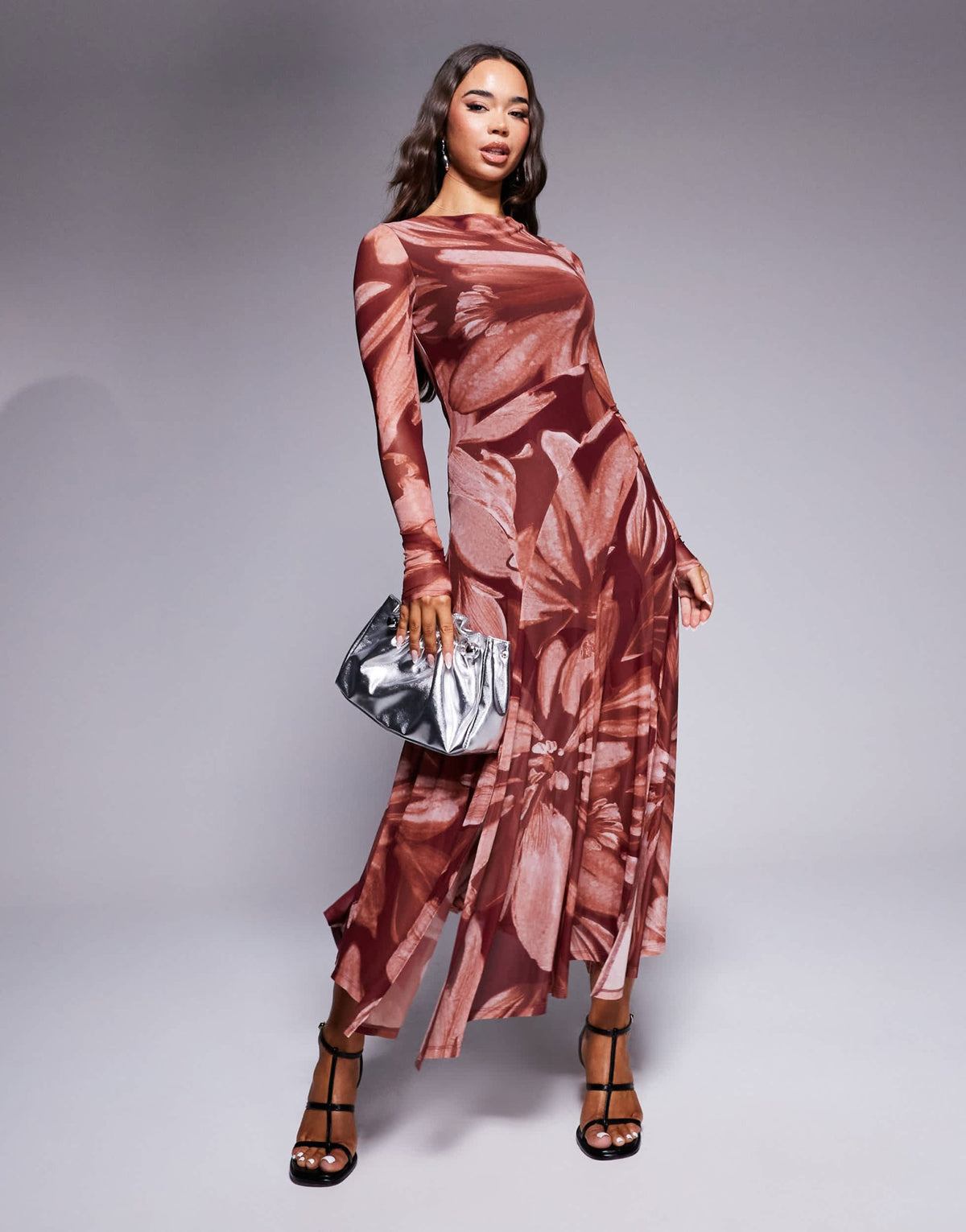 Forever New sheer dress in Rust floral - ASOS Sample Sale