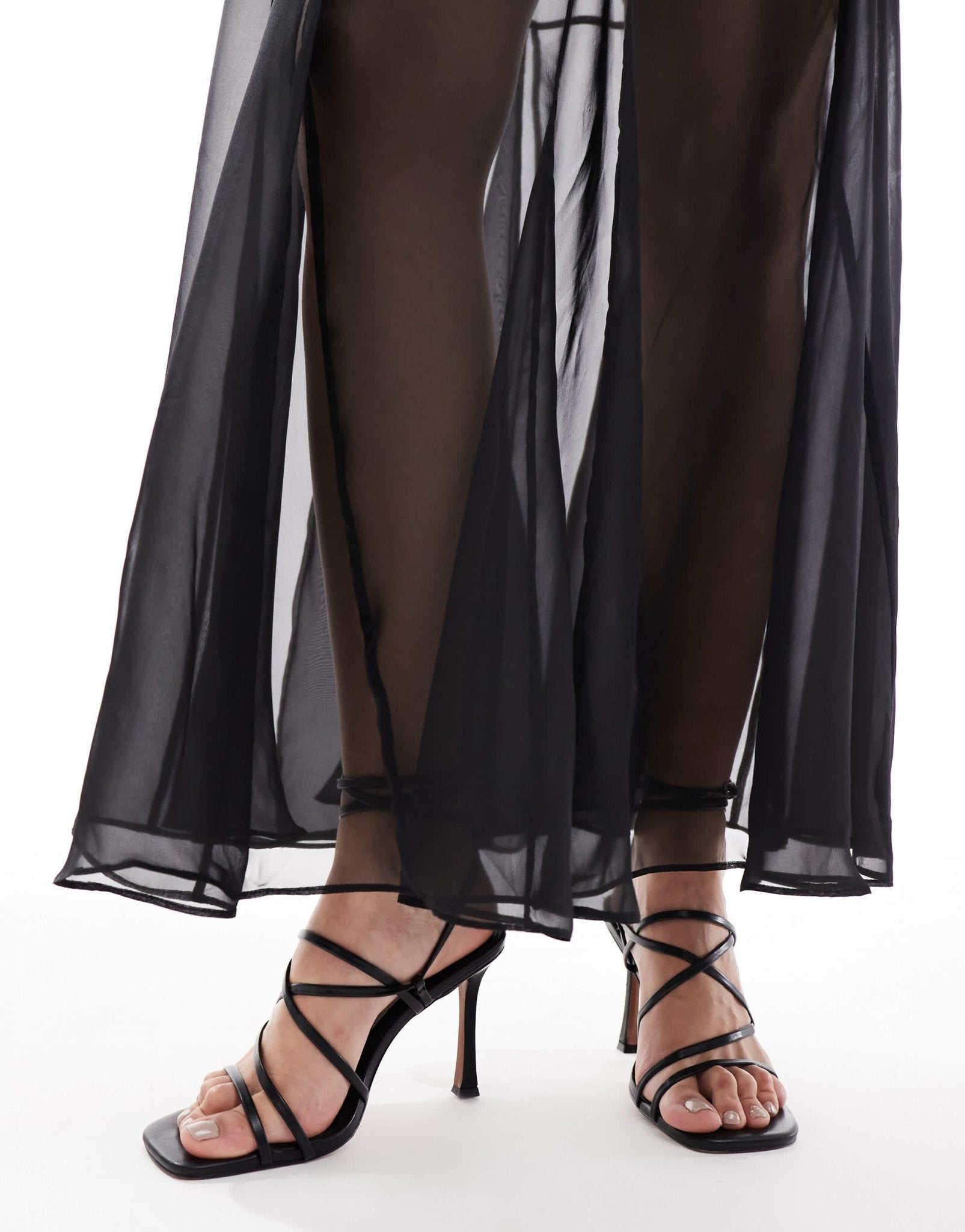Forever New stitch detail sheer skirt midi dress in black - ASOS Sample Sale
