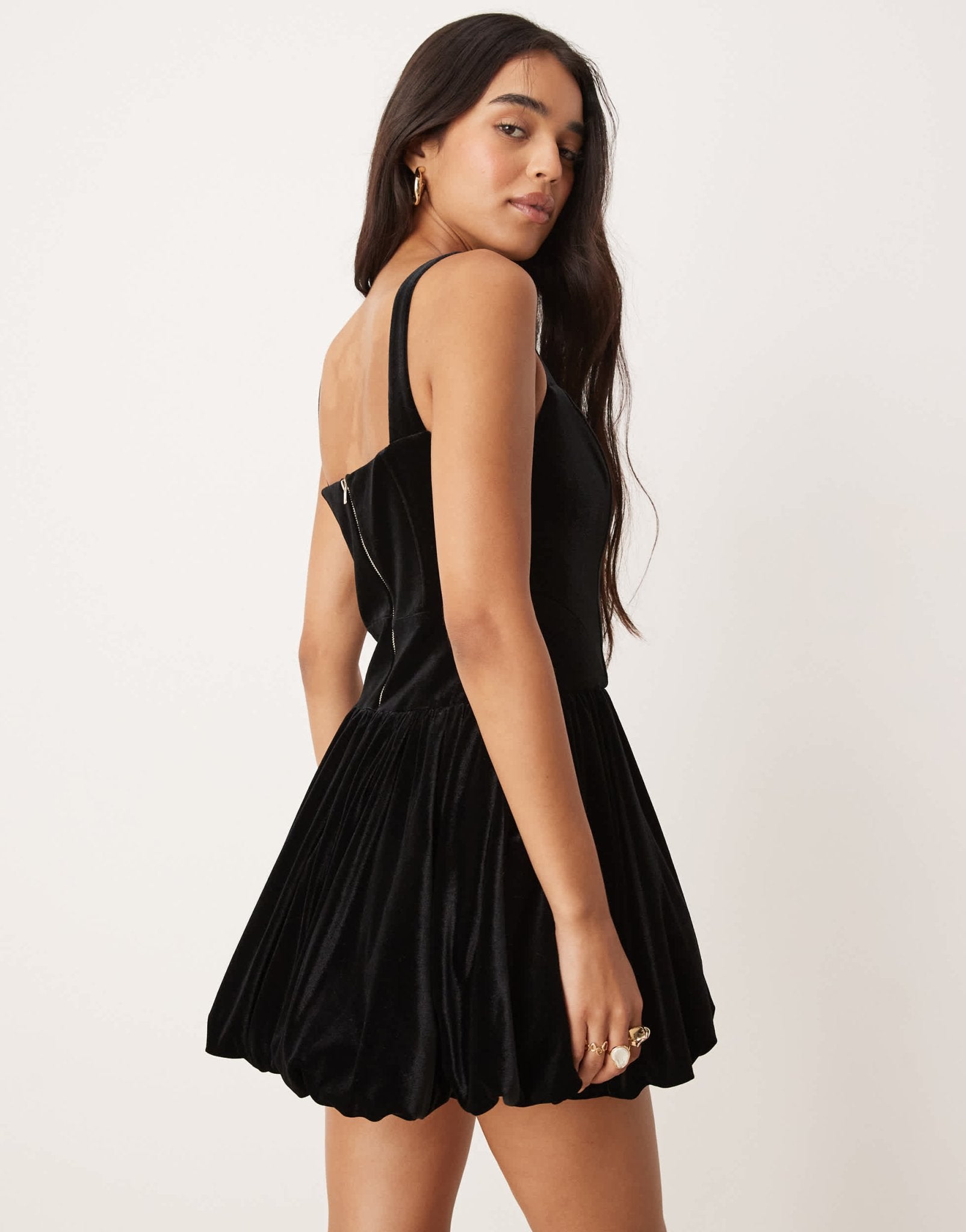 Forever New structured bubble hem mini dress in black - ASOS Sample Sale