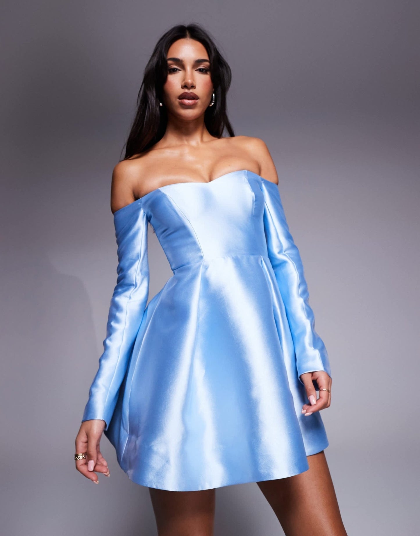 Forever New structured mini dress in muted blue - ASOS Sample Sale