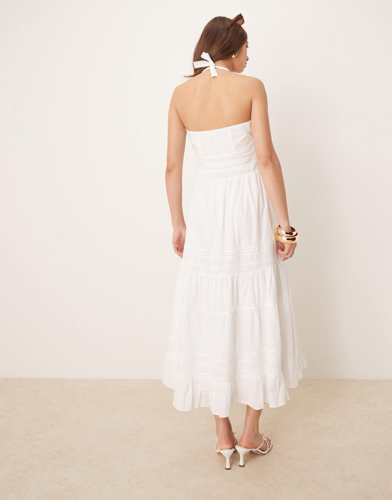 Forever New tiered midaxi dress in cream - ASOS Sample Sale