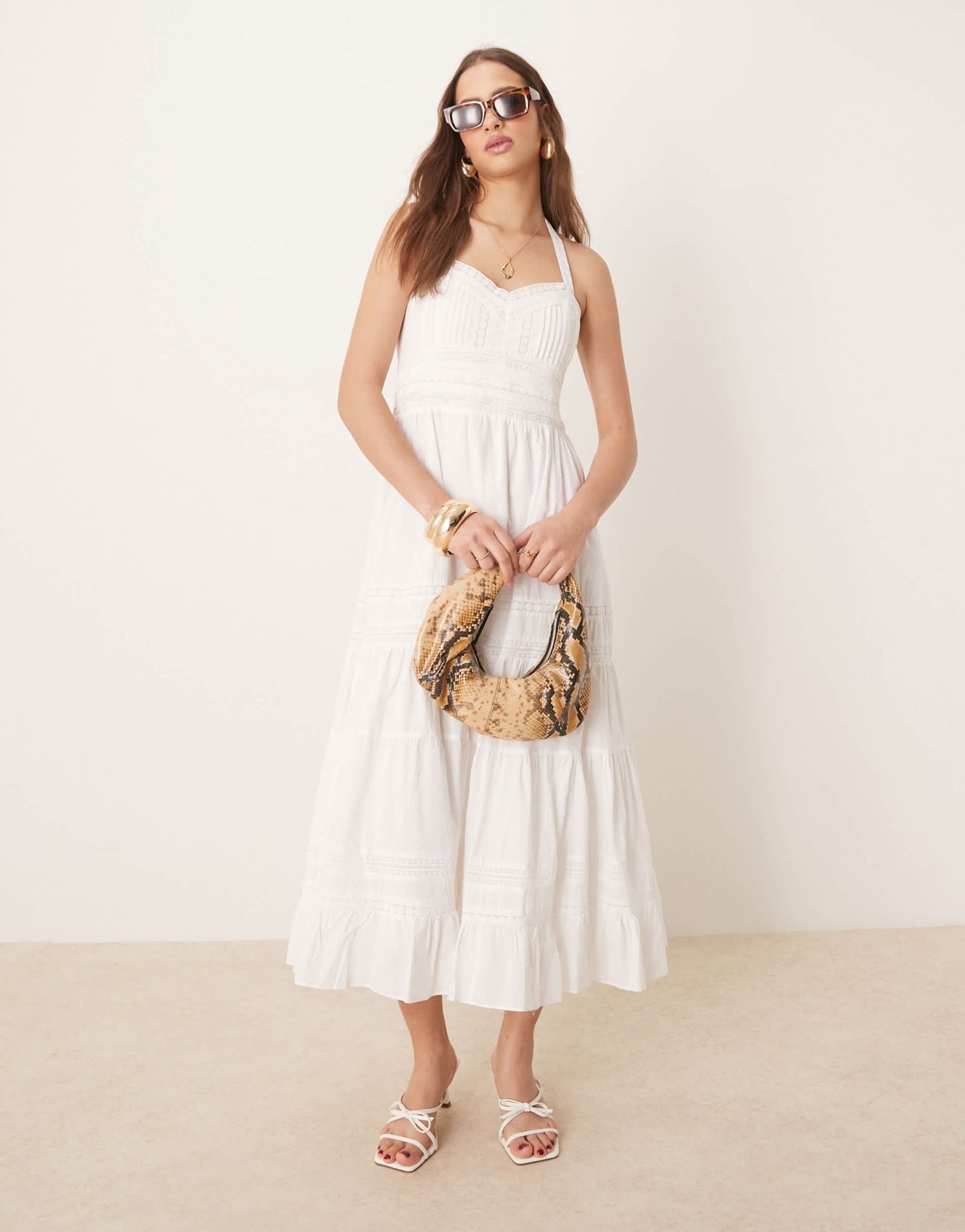 Forever New tiered midaxi dress in cream - ASOS Sample Sale