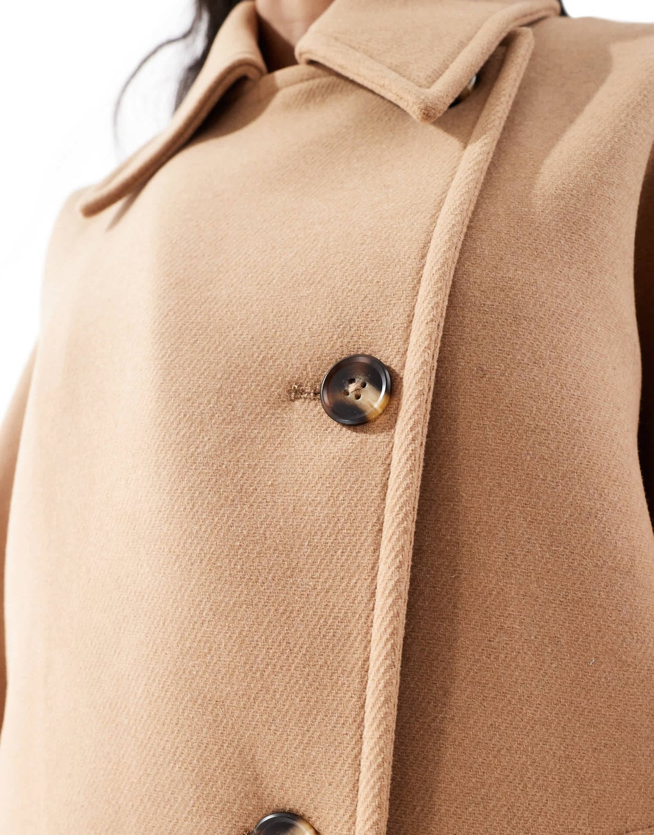 Forever New top collar coat in stone - ASOS Sample Sale