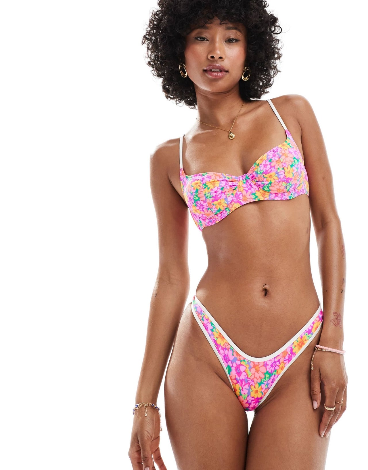Frankies Bikinis Premium full moon bikini bottom in daisy pond - ASOS Sample Sale