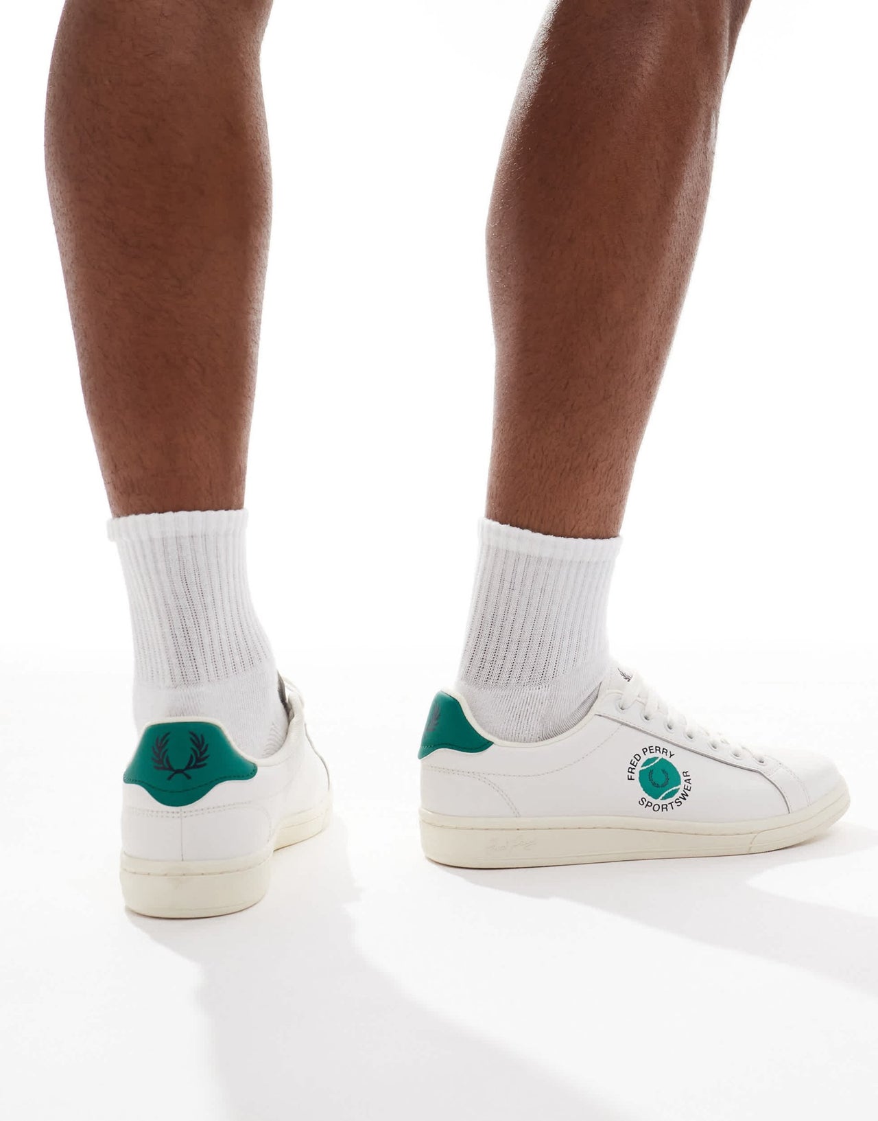 Fred Perry B721 leather trainer in white/green - ASOS Sample Sale