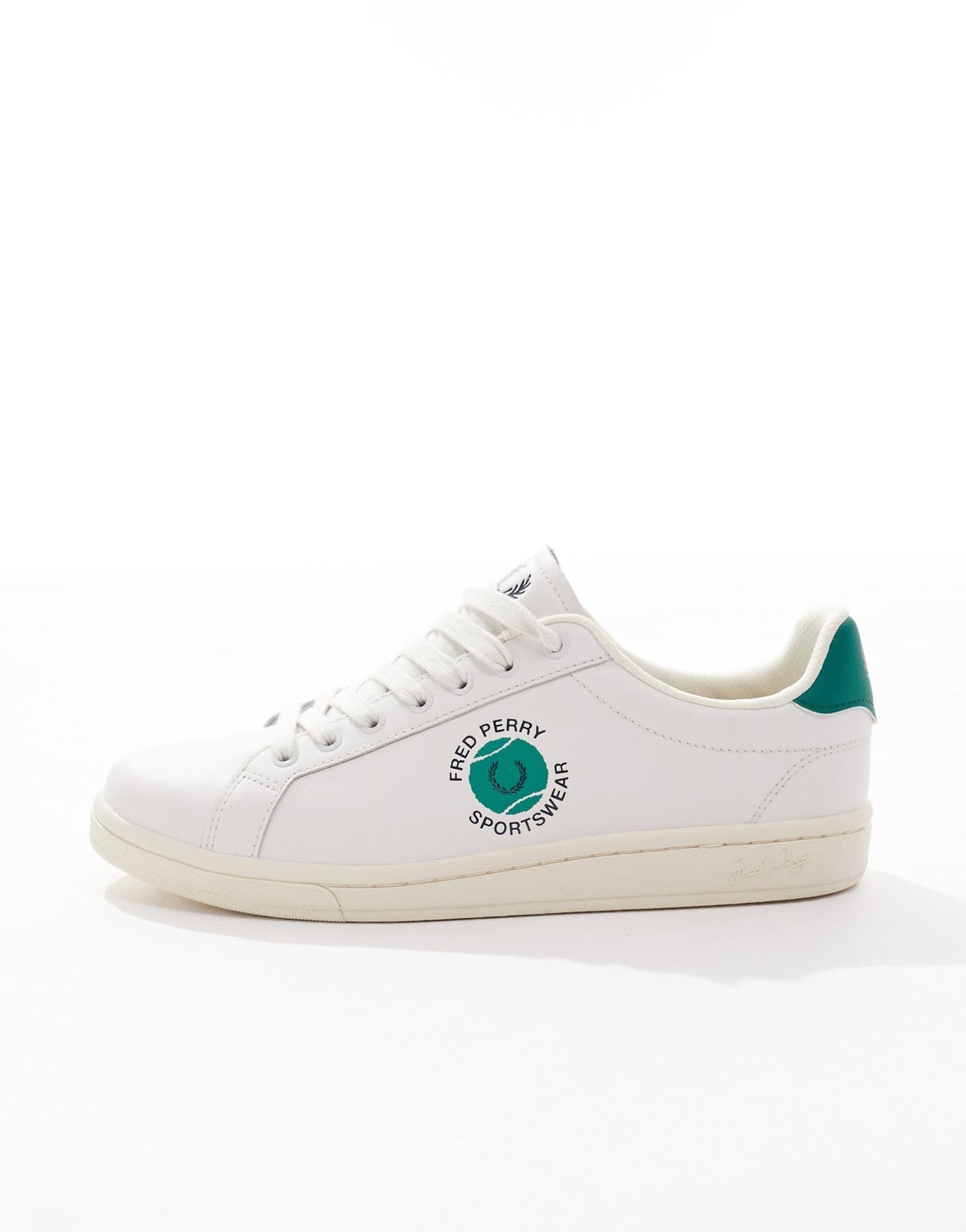 Fred Perry B721 leather trainer in white/green - ASOS Sample Sale