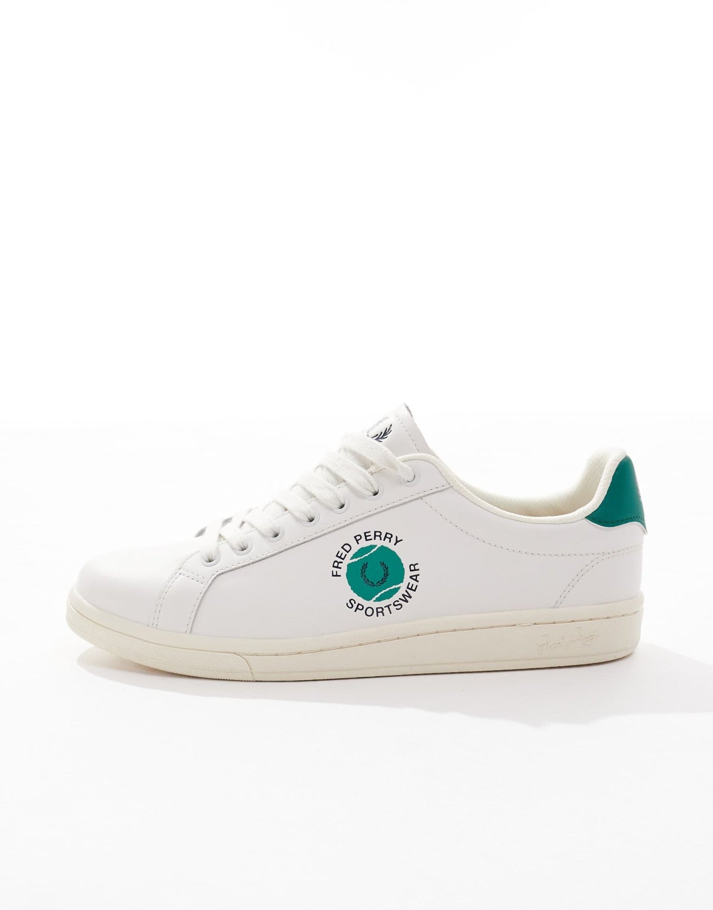 Fred Perry B721 leather trainer in white/green - ASOS Sample Sale