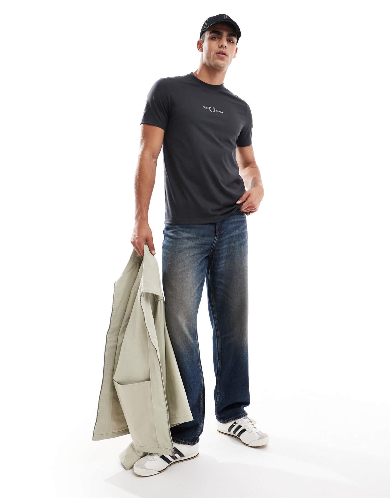 Fred Perry embroidered t-shirt in grey - ASOS Sample Sale