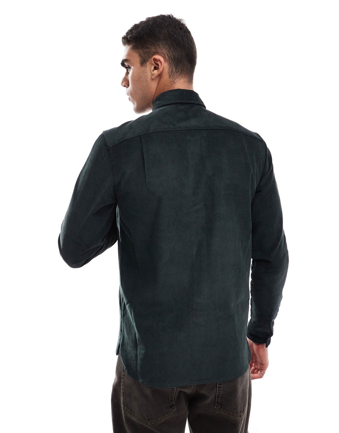 Fred Perry long sleeve cord shirt in dark green - ASOS Sample Sale