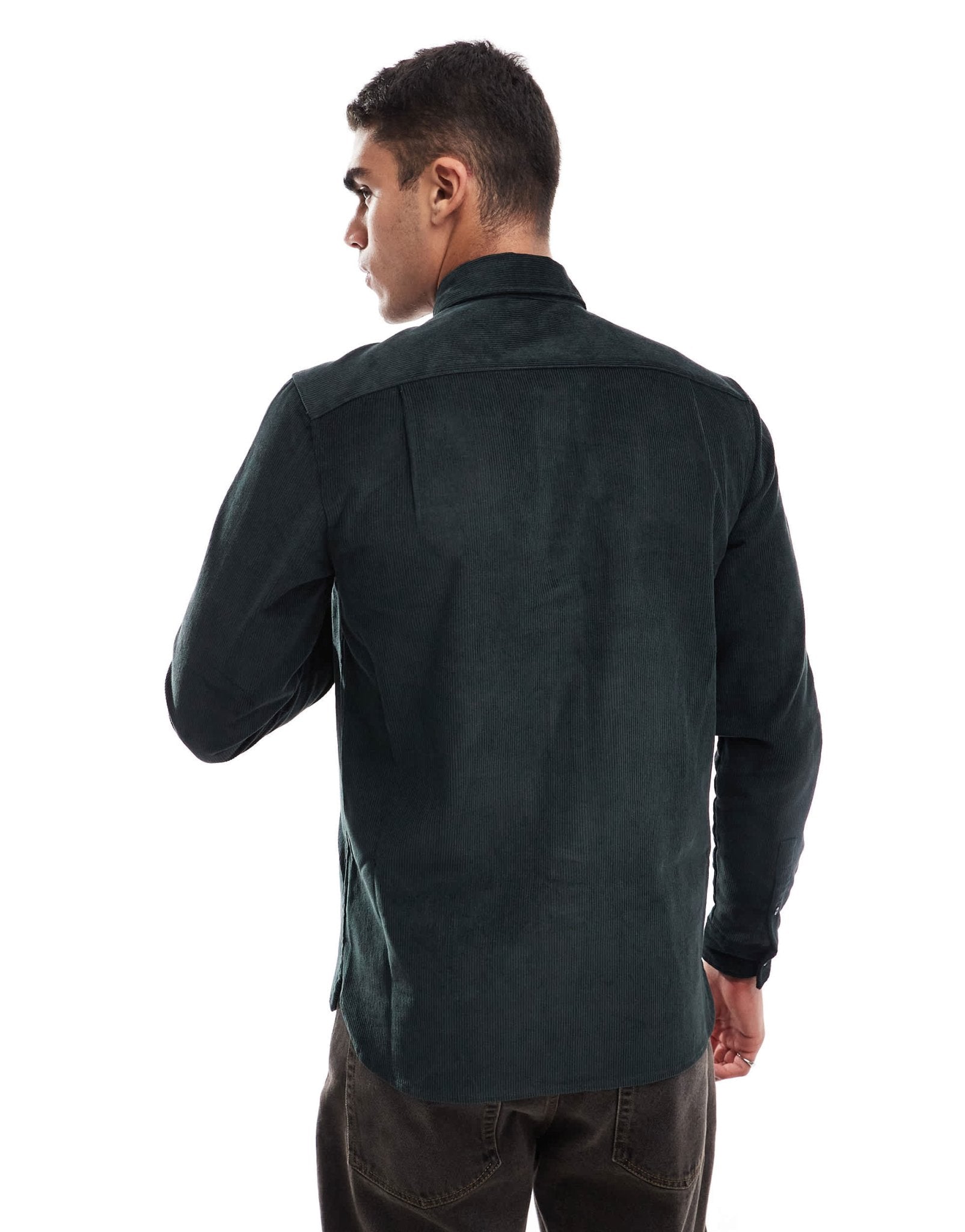 Fred Perry long sleeve cord shirt in dark green - ASOS Sample Sale
