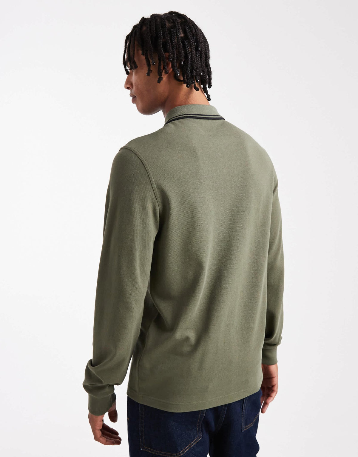 Fred Perry long sleeve tipped polo shirt in khaki - ASOS Sample Sale