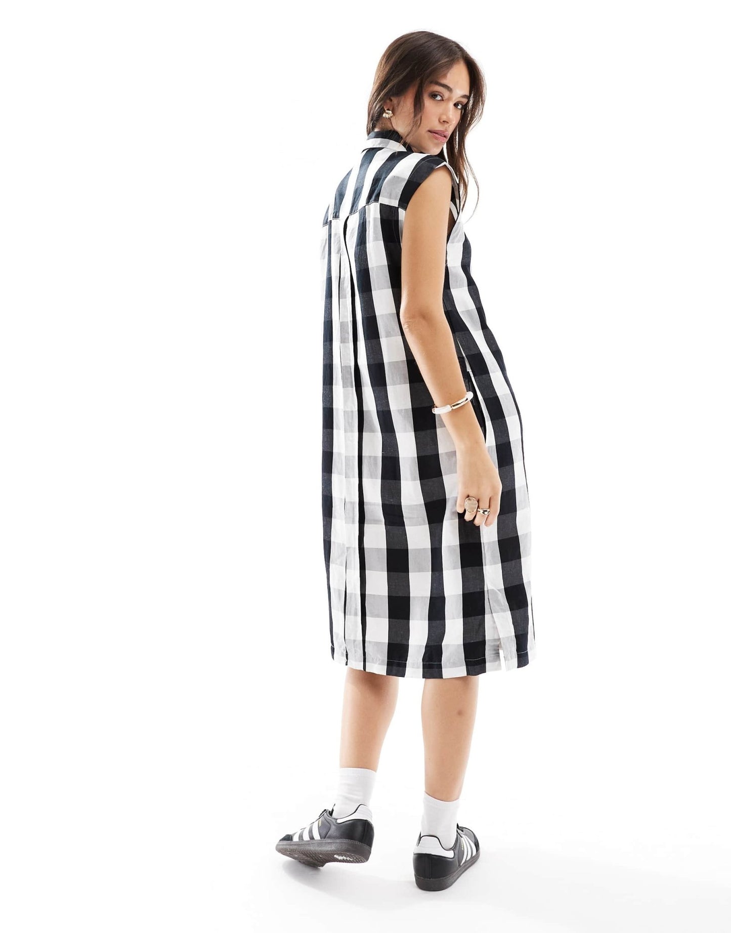 Fred Perry monochrome check shirt dress in white - ASOS Sample Sale