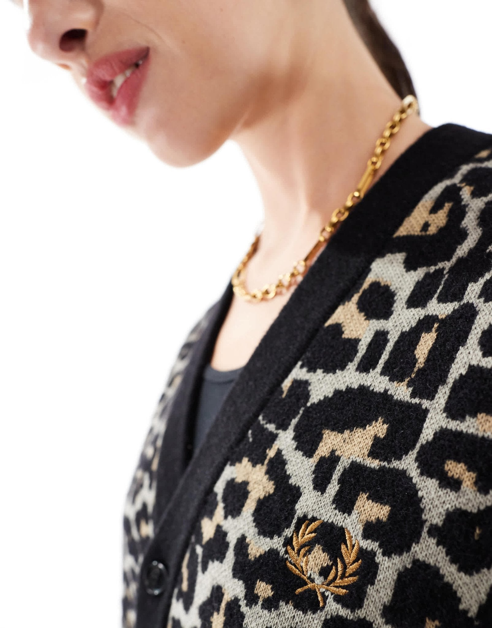 Fred Perry oversized leopard print knitted vest in beige - ASOS Sample Sale