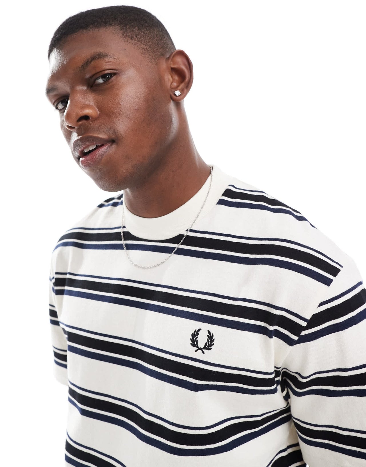 Fred Perry relaxed fit t-shirt in off white with thick horizontal stripes - ASOS Sample Sale