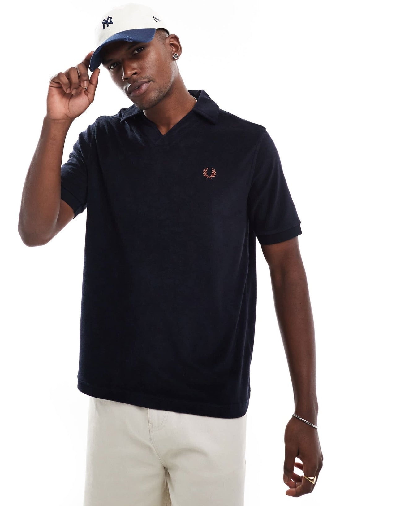 Fred Perry revere towelling polo in navy - ASOS Sample Sale