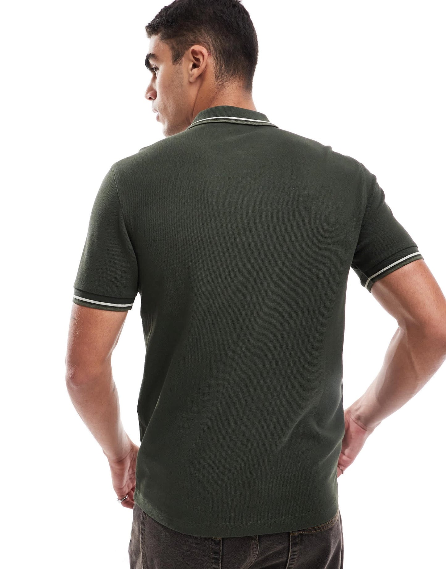 Fred Perry twin tipped polo shirt in khaki green - ASOS Sample Sale