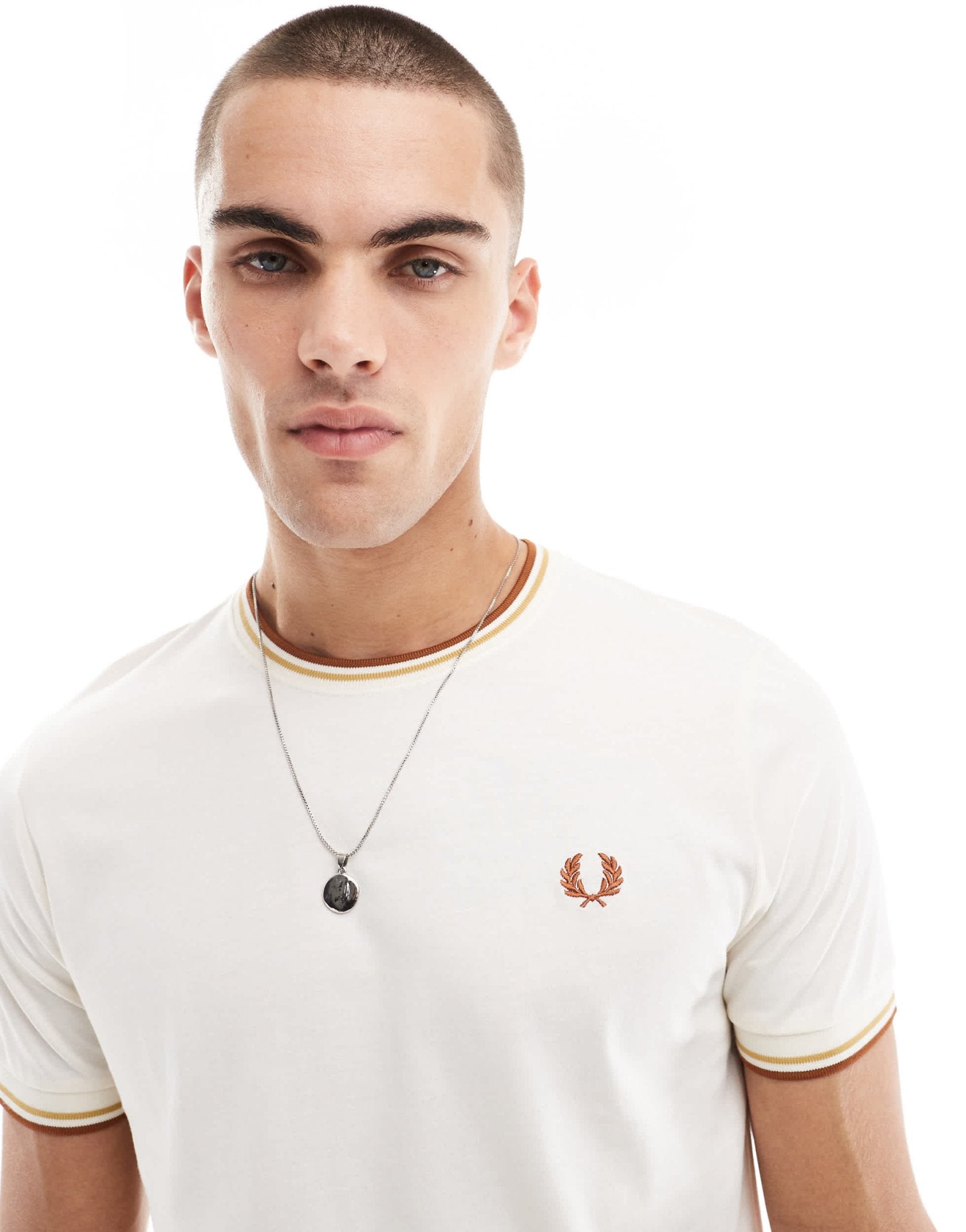 Fred Perry twin tipped t-shirt in off white - ASOS Sample Sale
