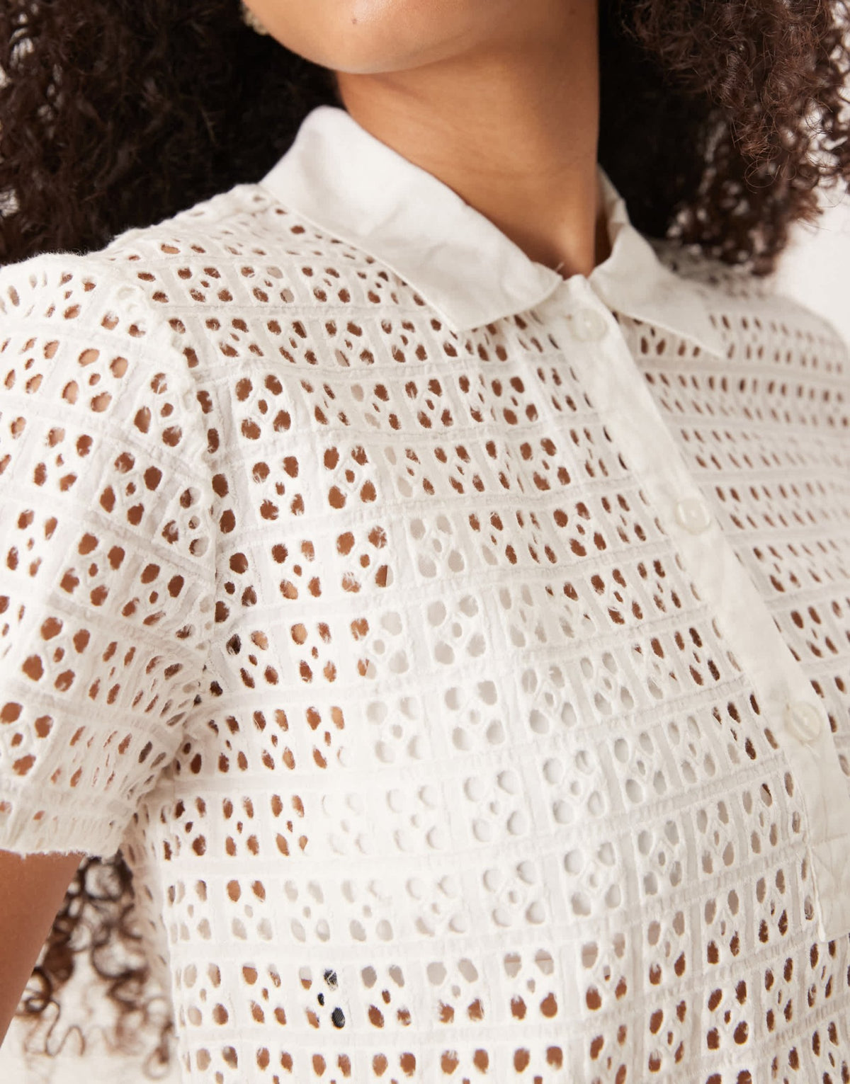 Free People anna eyelet boxy top in ivory - ASOS Sample Sale
