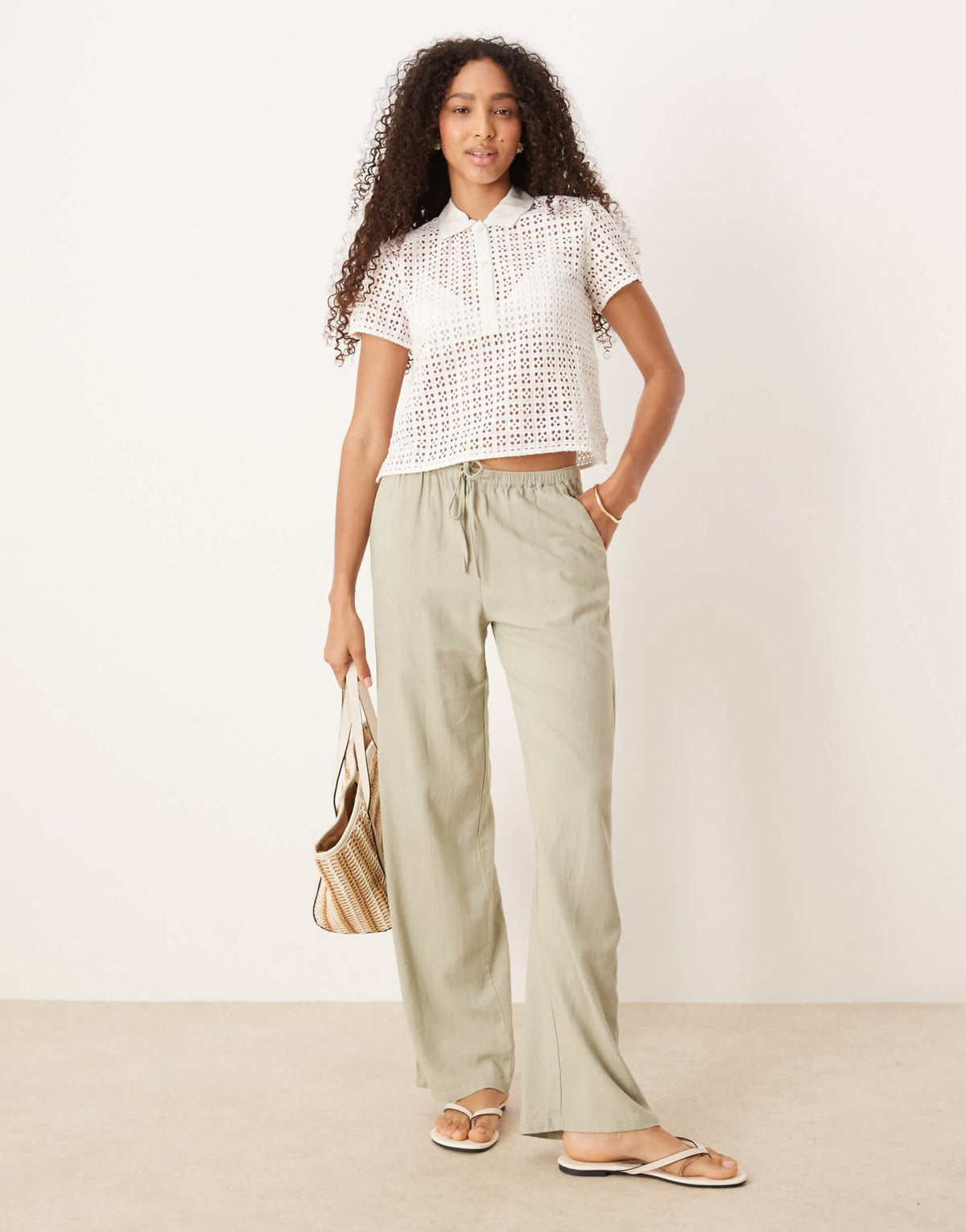 Free People anna eyelet boxy top in ivory - ASOS Sample Sale
