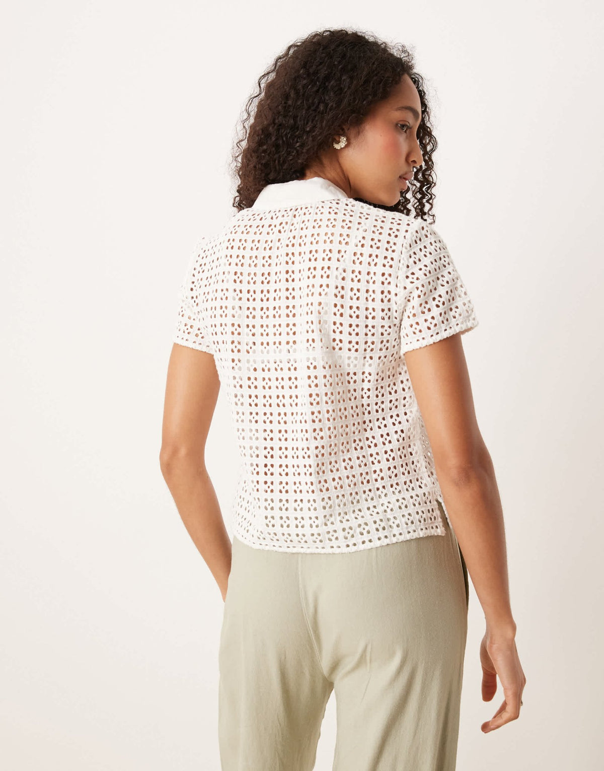Free People anna eyelet boxy top in ivory - ASOS Sample Sale