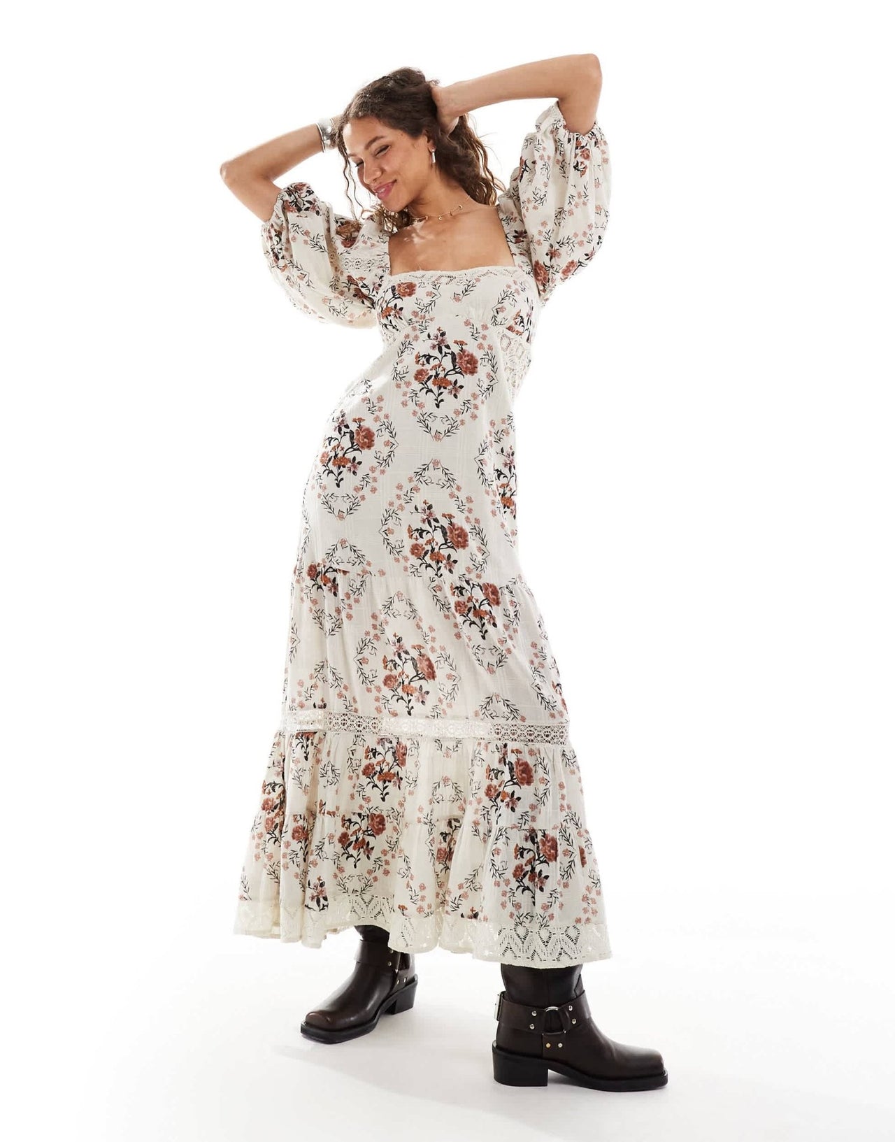 Free People broderie maxi dress in white - ASOS Sample Sale