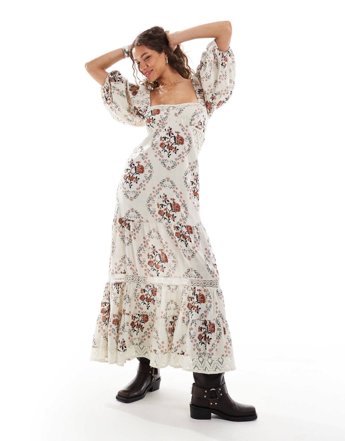 Free People broderie maxi dress in white - ASOS Sample Sale