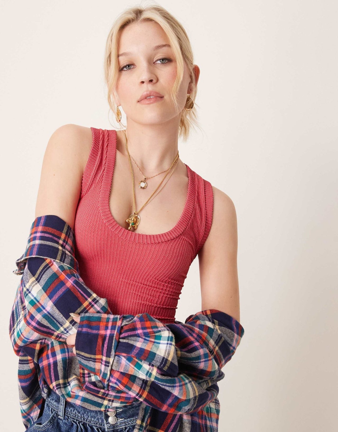 Free People clean slate ribbed tank top in red - ASOS Sample Sale