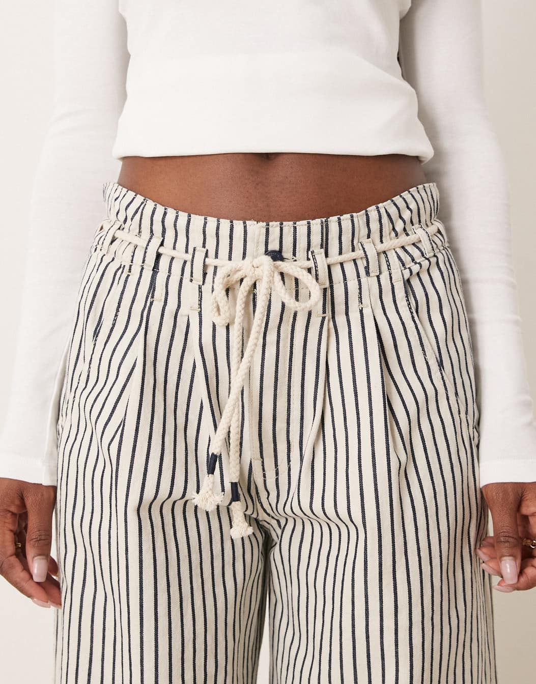 Free People dakota striped cinched waist pull - on jeans in multi - ASOS Sample Sale