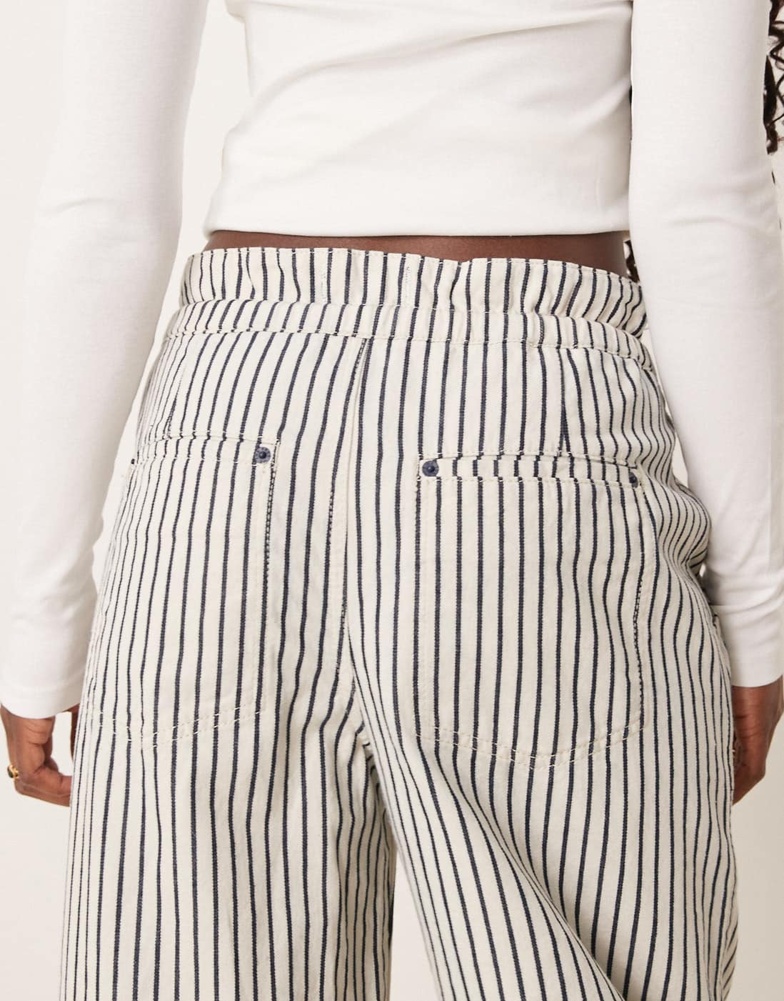 Free People dakota striped cinched waist pull - on jeans in multi - ASOS Sample Sale